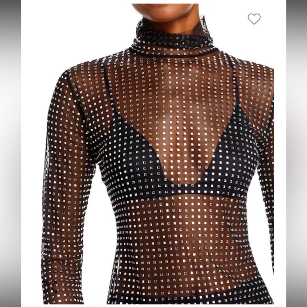 A.L.C James Crystal embellished Mesh Turtleneck Top - 0 - Picture 5 of 8